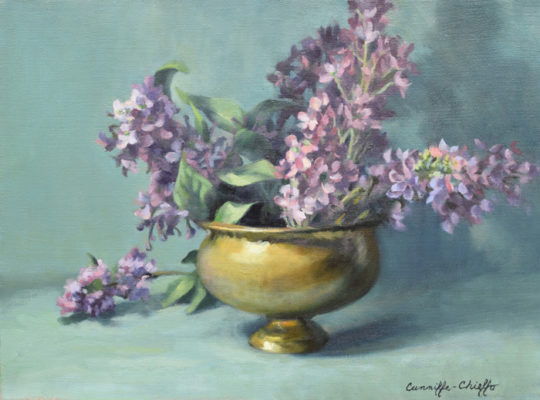 Lilacs and Brass - Oil on Linen, in Florals